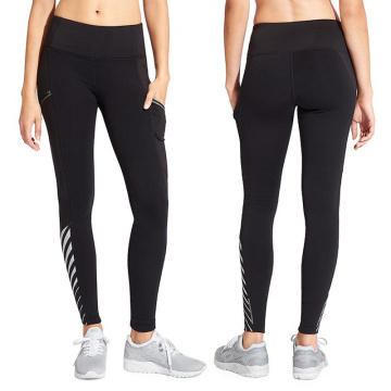 Girls Sexy Fitness Yoga Pants with Black Mesh and Reflective Stripes